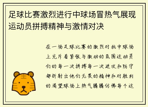 足球比赛激烈进行中球场冒热气展现运动员拼搏精神与激情对决